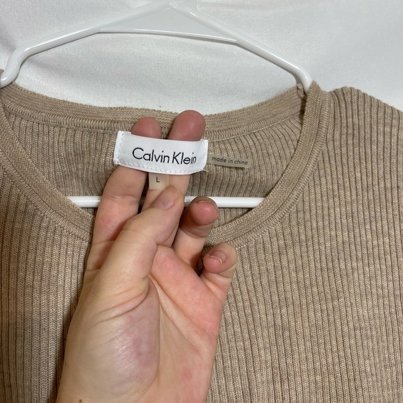 Calvin Klein Tan Ribbed Knit Sweater - Picture 2 of 5